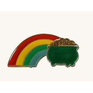Hallmark Rainbow & Pot Of Gold Pin Vintage Collectible Colorful Brooch 1982